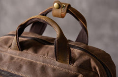 Oil Wax Canvas Mens Cool Backpack Large Travel Backpack Hiking Backpack for men
