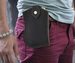 Small Mens Leather Belt Pouch Cell Phone Holster Belt Cases Waist Pouch for Men