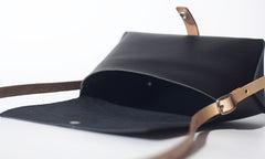 Handmade Leather Black Womens Small Cute Shoulder Purse Crossbody Bag for Women