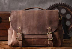 Handmade leather men Briefcase messenger vintage shoulder laptop bag vintage bag - EverHandmade
