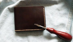 Leather Mens billfold Coffee Front Pocket Bifold Small Wallets Card Wallet for Men