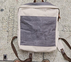 Canvas Gray Mens Cool Backpack Canvas Travel Bag Canvas School Bag for Men