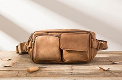 Vintage Leather Fanny Packs Mens Waist Bag Hip Pack Belt Bag for Men