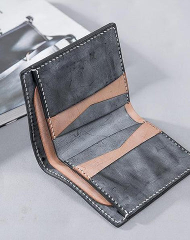 Cool Leather Mens billfold Leather Wallets Men Small Bifold Wallets for Men