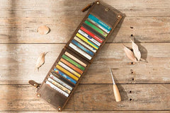 Cool Canvas Leather Mens Bifold Long Cards Wallet Long Wallet for Men
