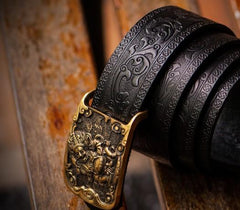Handmade Cool Black Leather Mens Belts Custom Leather Men Belt for Men