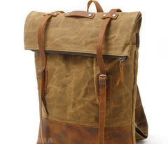 Cool Waxed Canvas Leather Mens Backpacks Canvas Travel Backpack Canvas School Backpack for Men
