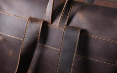 Vintage Brown Leather Mens Backpack Large Travel Backpack Hiking Backpack for men