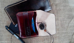 Handmade Leather Mens Slim Small Wallet Leather Card Wallets for Men