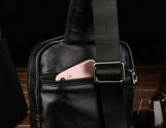 Cool Leather Mens Sling Bag Sling Shoulder Bag Sling Backpacks Chest Bag for men