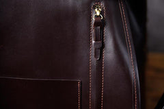 Handmade Leather Mens Cool Backpack Large Black Travel Backpack Hiking Backpack for men