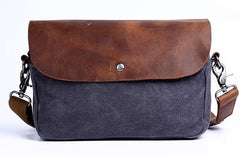 Mens Waxed Canvas Leather Small Side Bag Canvas Messenger Courier Bags for Men