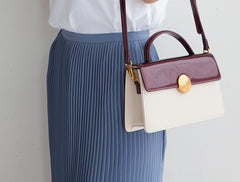 Cute Leather Womens Stylish White Handbag Crossbody Purse Barrel Shoulder Bag for Women