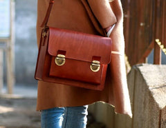Handmade Vintage Coffee Leather Mens Camera Shoulder Bags Camera Messenger Bag for Men