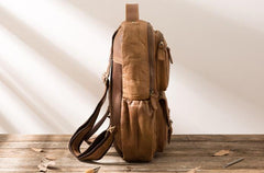 Brown Mens Leather Backpacks Travel Backpacks Laptop Backpack for men