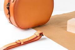 Handmade Genuine Leather Round Handbag Bag Crossbody Bag Shoulder Bag Purse For Women - EverHandmade
