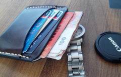 Handmade Leather Mens Slim Front Pocket Wallet Leather Card Wallets  for Men
