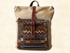 Vintage Canvas Leather Travel Bag Mens Backpack Canvas Canvas School Bag for Men