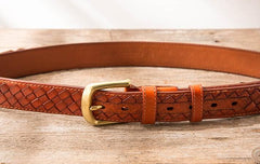Handmade Cool Braided Leather Mens Belt Leather Belt for Men