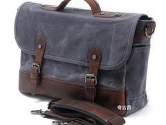 Mens Waxed Canvas Leather Messenger Bag Camera Side Bag Courier Bag for Men