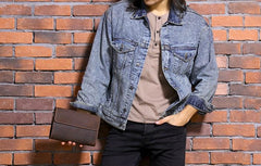Cool Leather Mens Large Long Zipper Clutch Wallet Long Wallet for Men