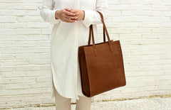 Vintage WOMENs LEATHER Tote Bag Stylish Leather Work Tote Purses FOR WOMEN