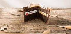 Cool Leather Mens Small Wallet Bifold Vintage Slim billfold Wallet for Men