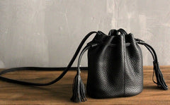 Mini LEATHER WOMEN Barrel Bag Small Bucket Purse SHOULDER Purses FOR WOMEN