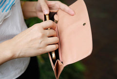 Leather Cute Womens Long Slim Wallet Bifold Long Wallet Clutch For Women