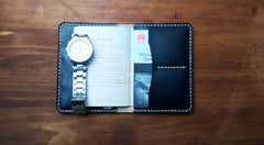 Mens Leather Slim Passport Wallets Leather billfold Small Travel Wallet for Men