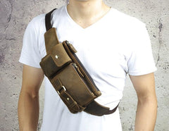 Vintage Leather Mens Fanny Pack Waist Pack Hip Pack Belt Bag for Men