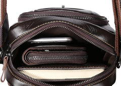 Cool Coffee Small Mens Leather Side Bag Messenger Bag Shoulder Bag for Men