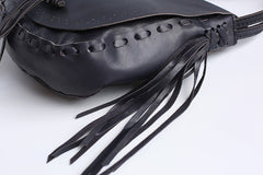 Stlyish WOMENs LEATHER Tassels Shoulder Bag Saddle Crossbody Purse With tassels