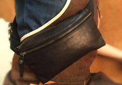 Leather Men Fanny Pack Small Waist Bag Hip Pack Belt Bag Bumbag for Men