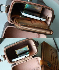 Handmade Leather Mens Small Box Bag Shoulder Bag Messenger Bag for Men