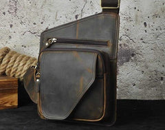 Leather Mens Chest Bag Sling Bag Sling Shoulder Bag Sling Backpacksfor men