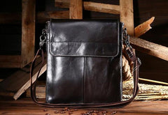 Cool Coffee Small Square Leather Mens Side Bag Messenger Bag Shoulder Bag for Men