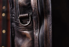 Cool leather mens Briefcase vintage Shoulder Bag weekender bag travel bag for men - EverHandmade