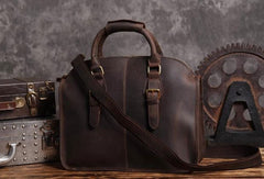 Handmade Cool leather mens Shoulder Briefcases vintage laptop Briefcase Business Briefcase - EverHandmade