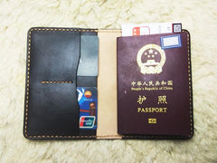 Mens Leather Slim Passport Wallets Coffee Leather Small billfold Travel Wallet for Men