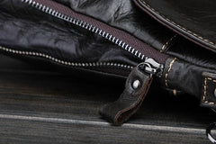 Cool Small Black Leather Mens Messenger Bag Shoulder Bag for Men