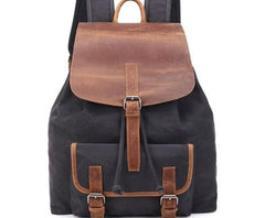 Waxed Canvas Leather Mens Backpack Canvas Travel Backpacks Canvas School Backpack for Men