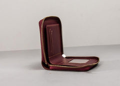 Vintage Leather Mens Small Wallet Zipper billfold Wallet for Men