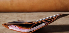 Handmade Genuine Leather Mens Cool Slim Leather Billfold Wallet Men billfold Wallets Bifold for Men