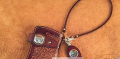 Handmade Leather Tooled Skull Mens Chain Biker Wallet Cool Leather Wallet Long Wallet for Men