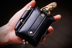 Handmade Leather Mens Leather Cigarette Cases Cigarette Box Lighter Pocket Tobacco Pouch