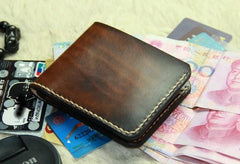 Vintage Leather Mens Slim Small Wallet Leather Small Wallets billfold Wallet for Men