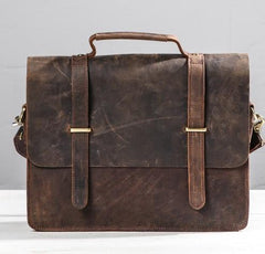 Cool Coffee Leather Mens Briefcase Work Shoulder Bag Laptop Bag Business Bag for Men
