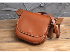 Cute White LEATHER Flip Side Bag Handmade WOMEN Saddle Phone Crossbody BAG Purse FOR WOMEN