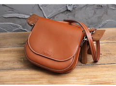 Cute Black LEATHER Flip Side Bag Handmade WOMEN Saddle Phone Crossbody BAG Purse FOR WOMEN